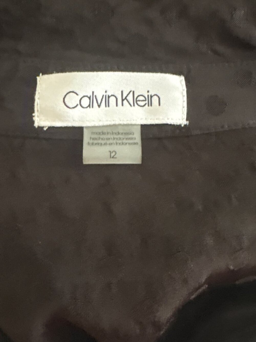 Calvin Klein Women's Black Polka Dot Maxi Shirt Dress W/ Tie Belt Size 12 - Picture 8 of 10